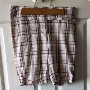 Bugle Boy Juniors Plaid Shorts in Pink and Brown